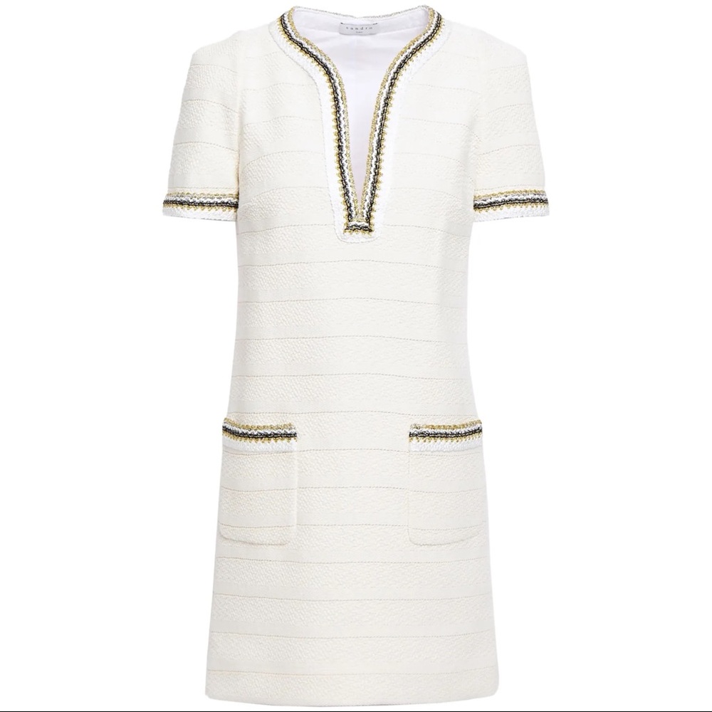 SANDRO JOSEPHA BRAID-TRIMMED TWEED MINI DRESS